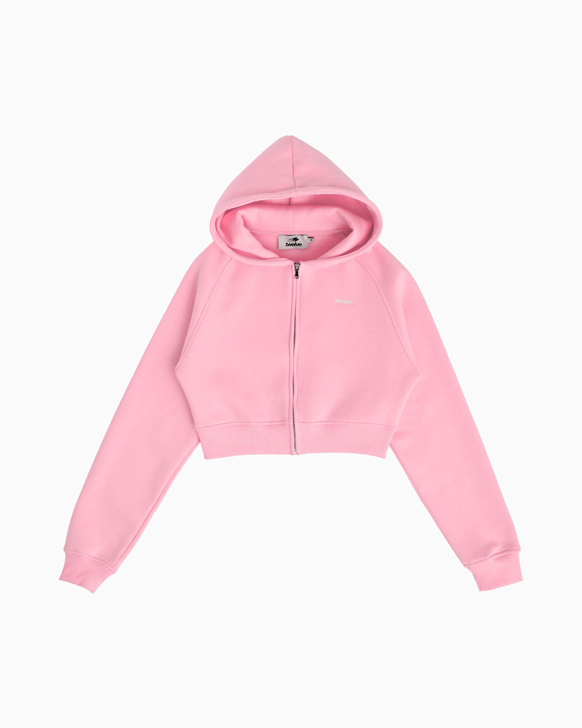 Cropped Zip Hoodie Baby Pink