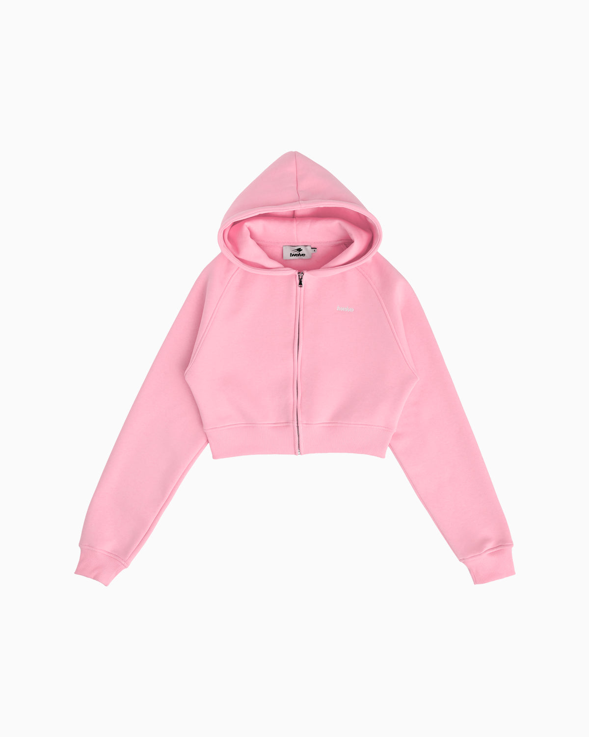 Cropped Zip Hoodie Baby Pink