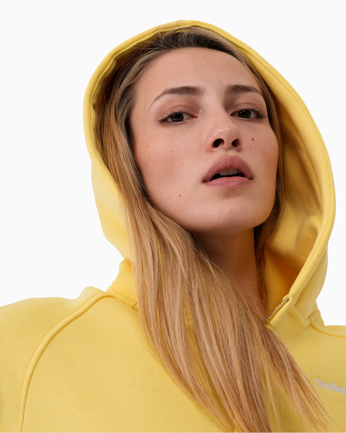 Twelve Cropped Zip Hoodie – Buttercream – ürün görseli