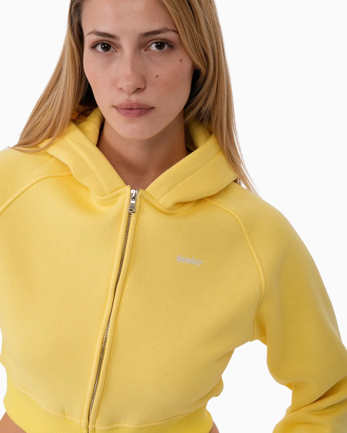 Twelve Cropped Zip Hoodie – Buttercream – ürün görseli