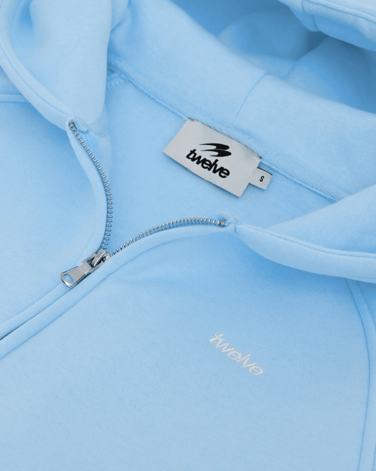 Twelve Cropped Zip Hoodie – Baby Blue – ürün görseli