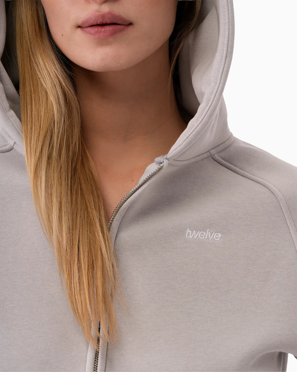 Twelve Cropped Zip Hoodie – Smoke Grey – ürün görseli