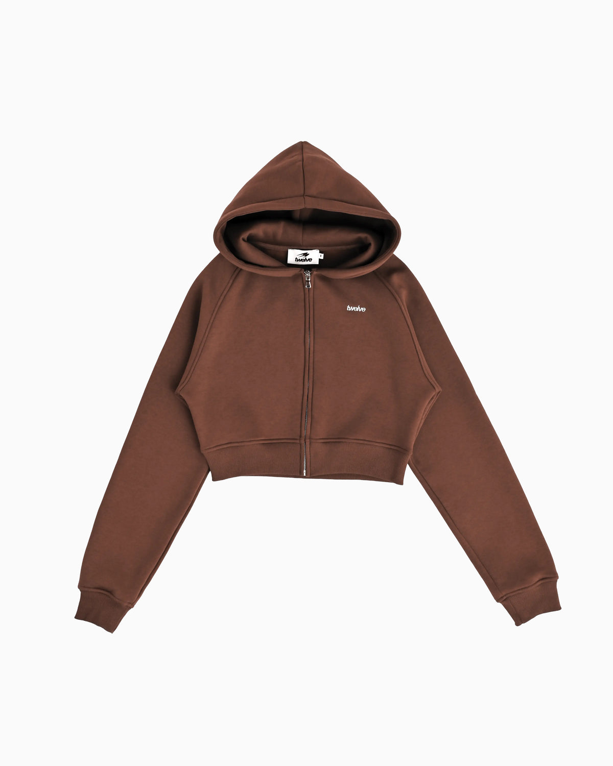 Twelve Cropped Zip Hoodie – Chocolate Brown – ürün görseli