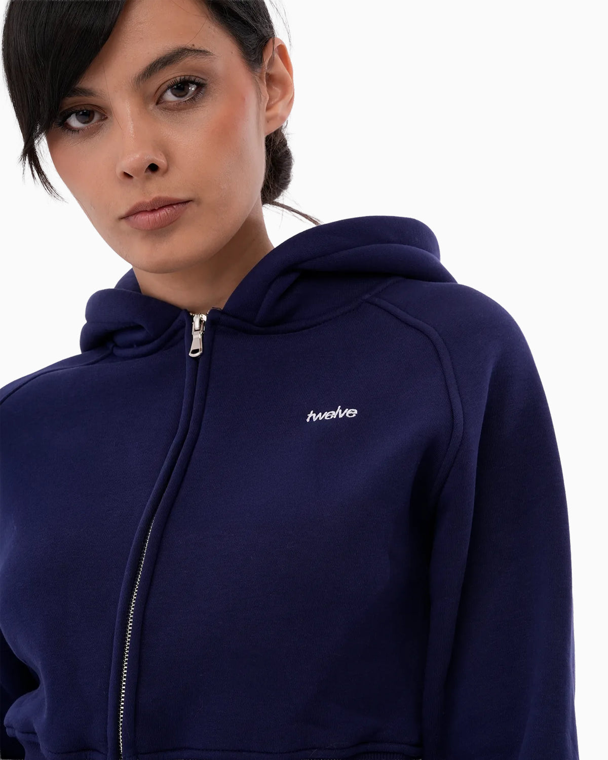 Twelve Cropped Zip Hoodie – Orbit Blue – ürün görseli