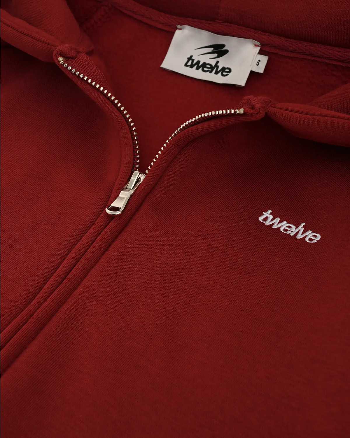 Twelve Cropped Zip Hoodie – Wine Red – ürün görseli