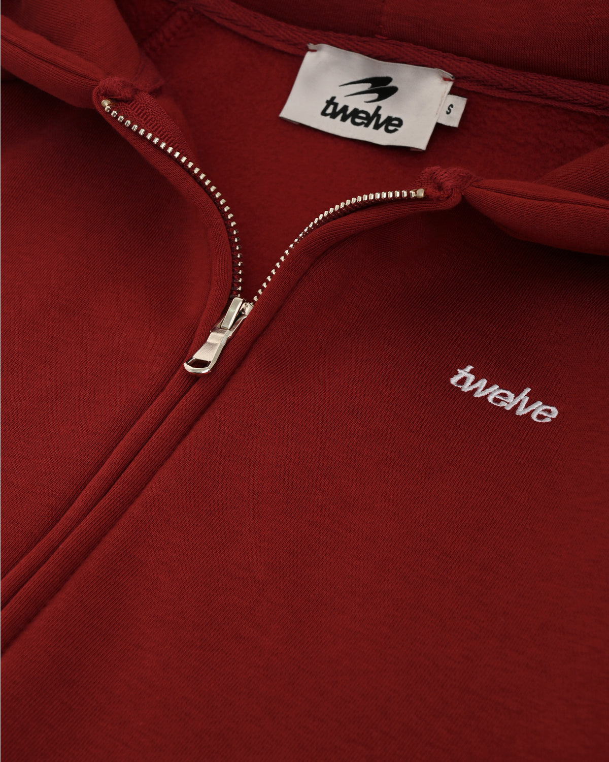 Twelve Cropped Zip Hoodie – Wine Red – product shot