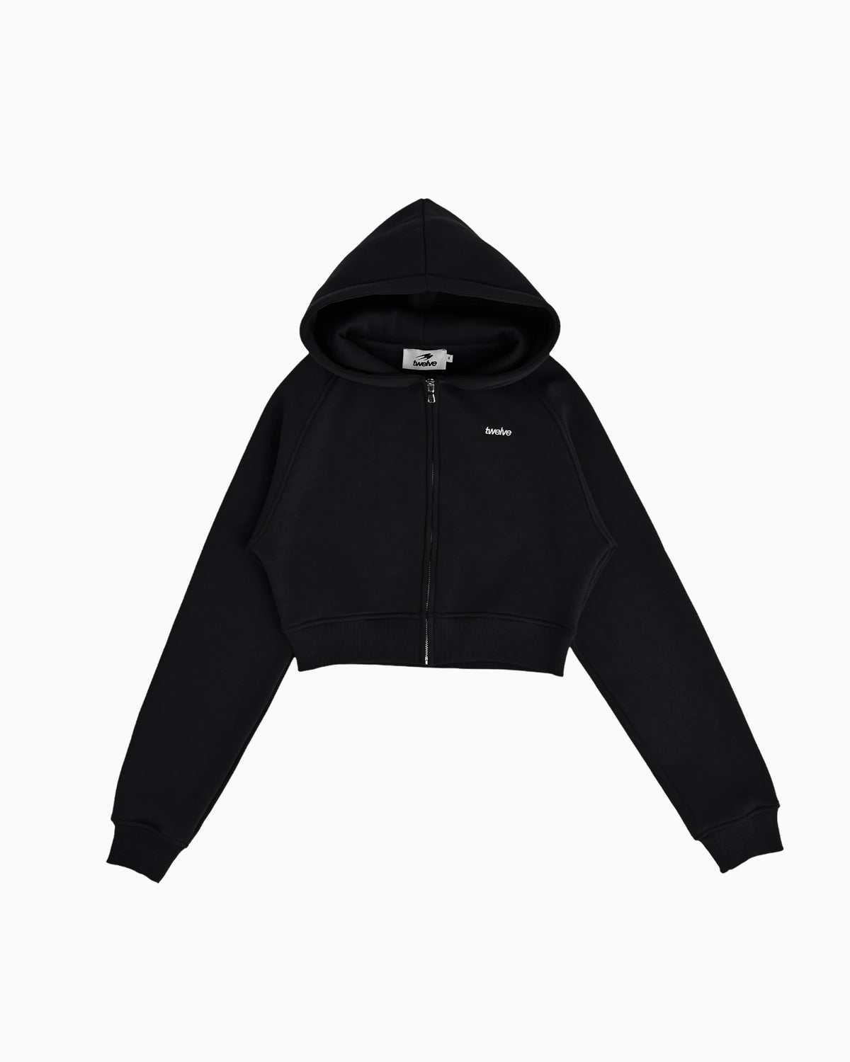 Cropped Zip Hoodie Black