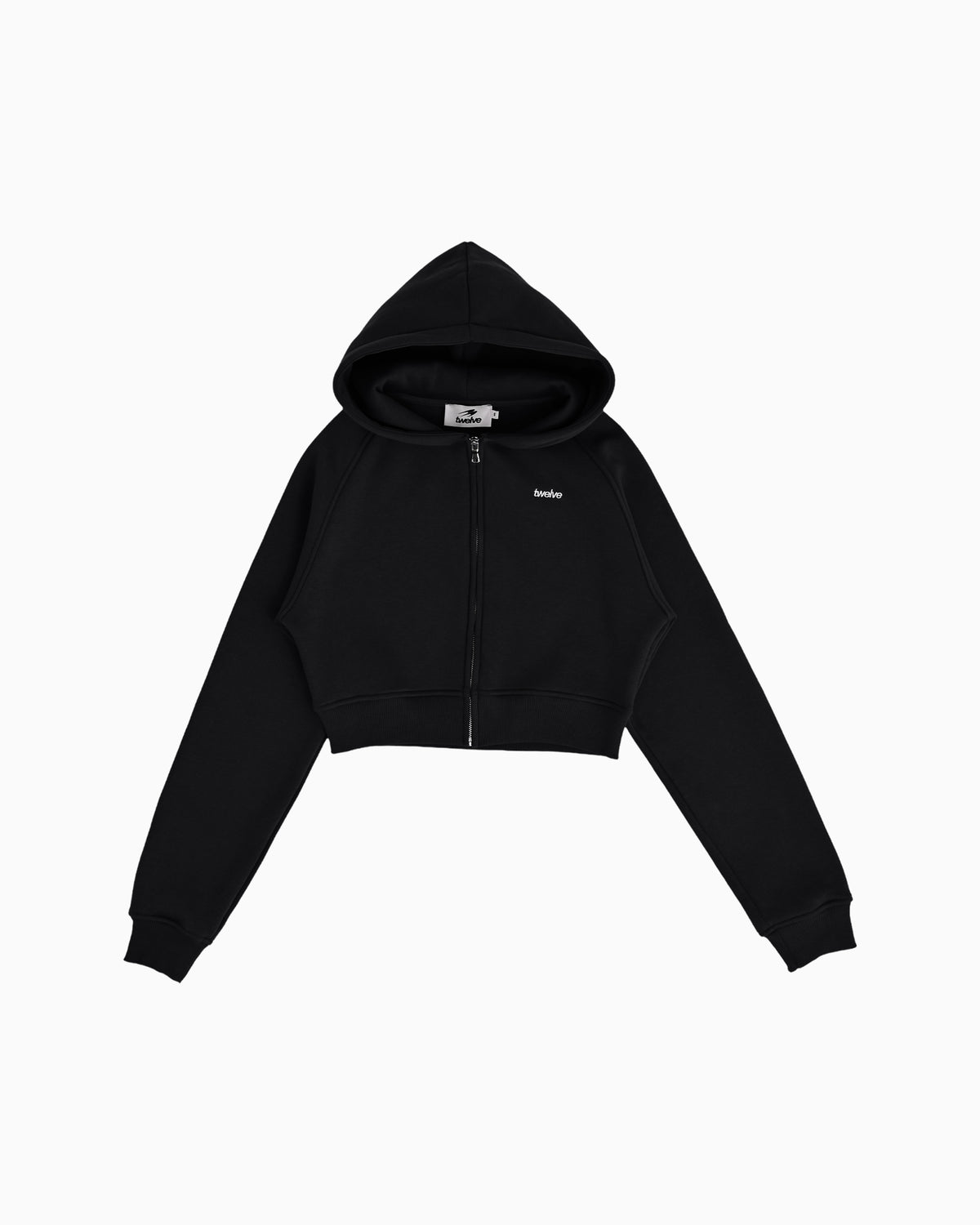 Cropped Zip Hoodie Black