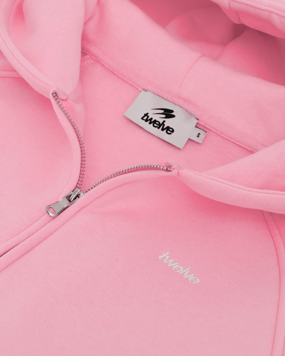 Twelve Cropped Zip Hoodie – Baby Pink – ürün görseli