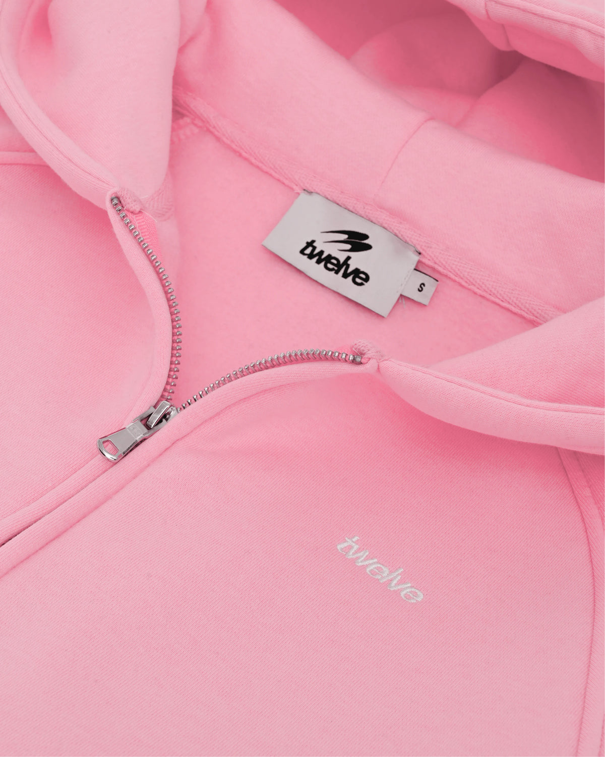 Twelve Cropped Zip Hoodie – Baby Pink – product shot