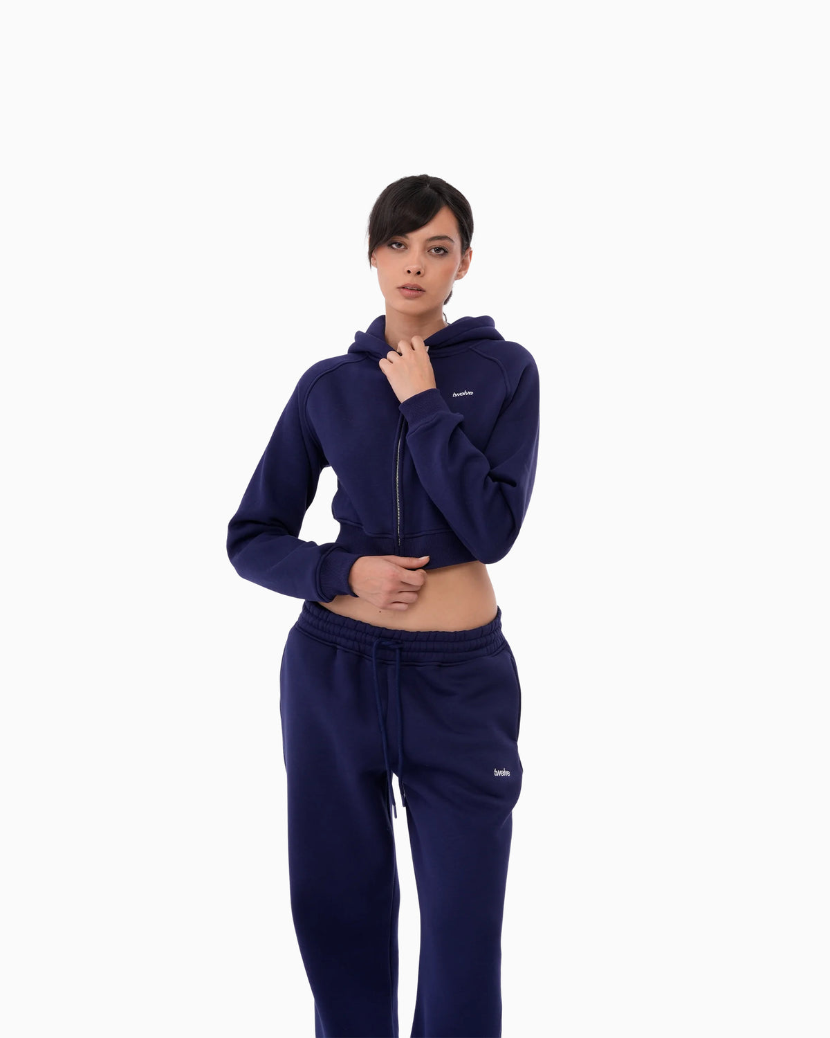 Twelve Cropped Zip Hoodie – Orbit Blue – ürün görseli