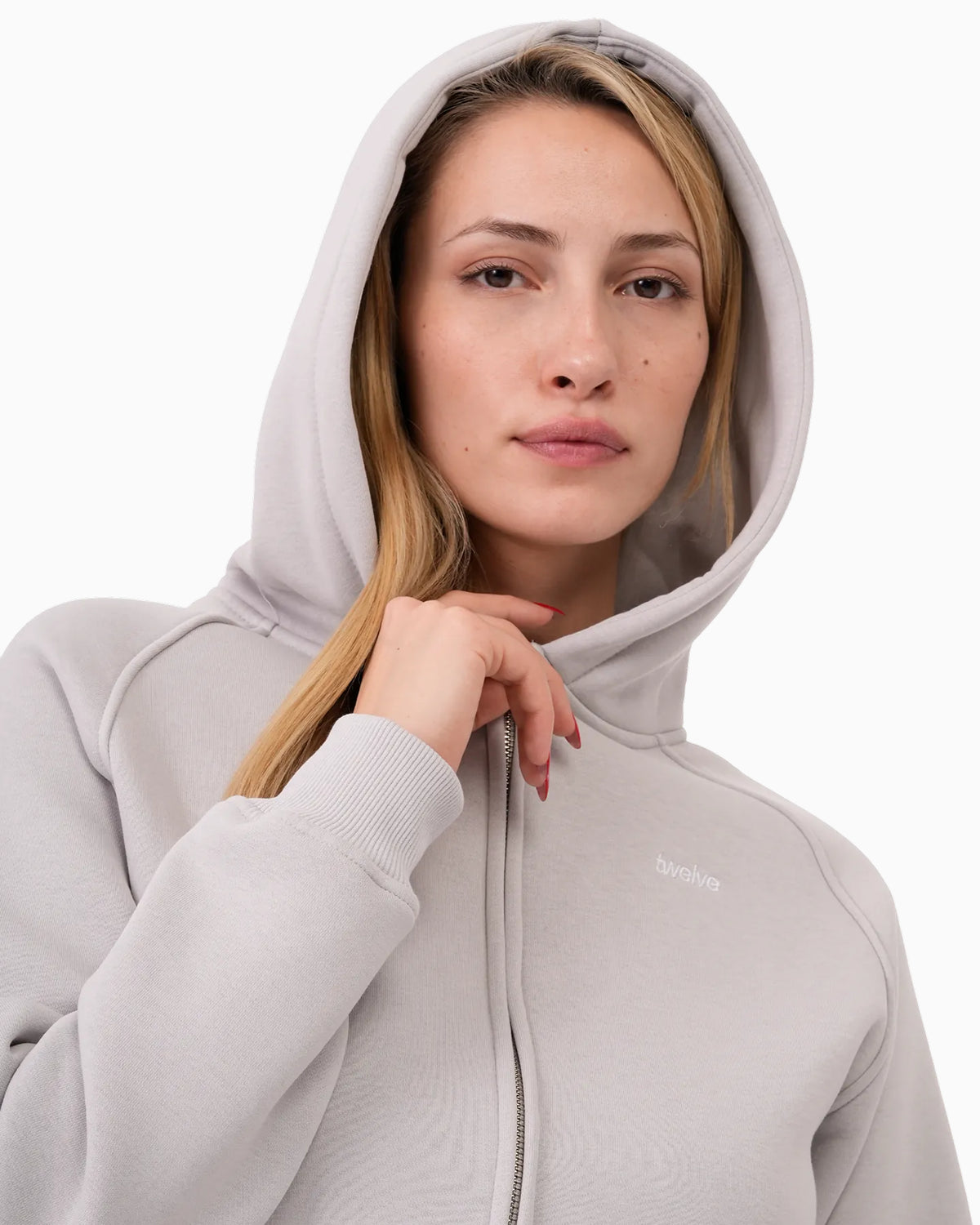 Twelve Cropped Zip Hoodie – Smoke Grey – ürün görseli