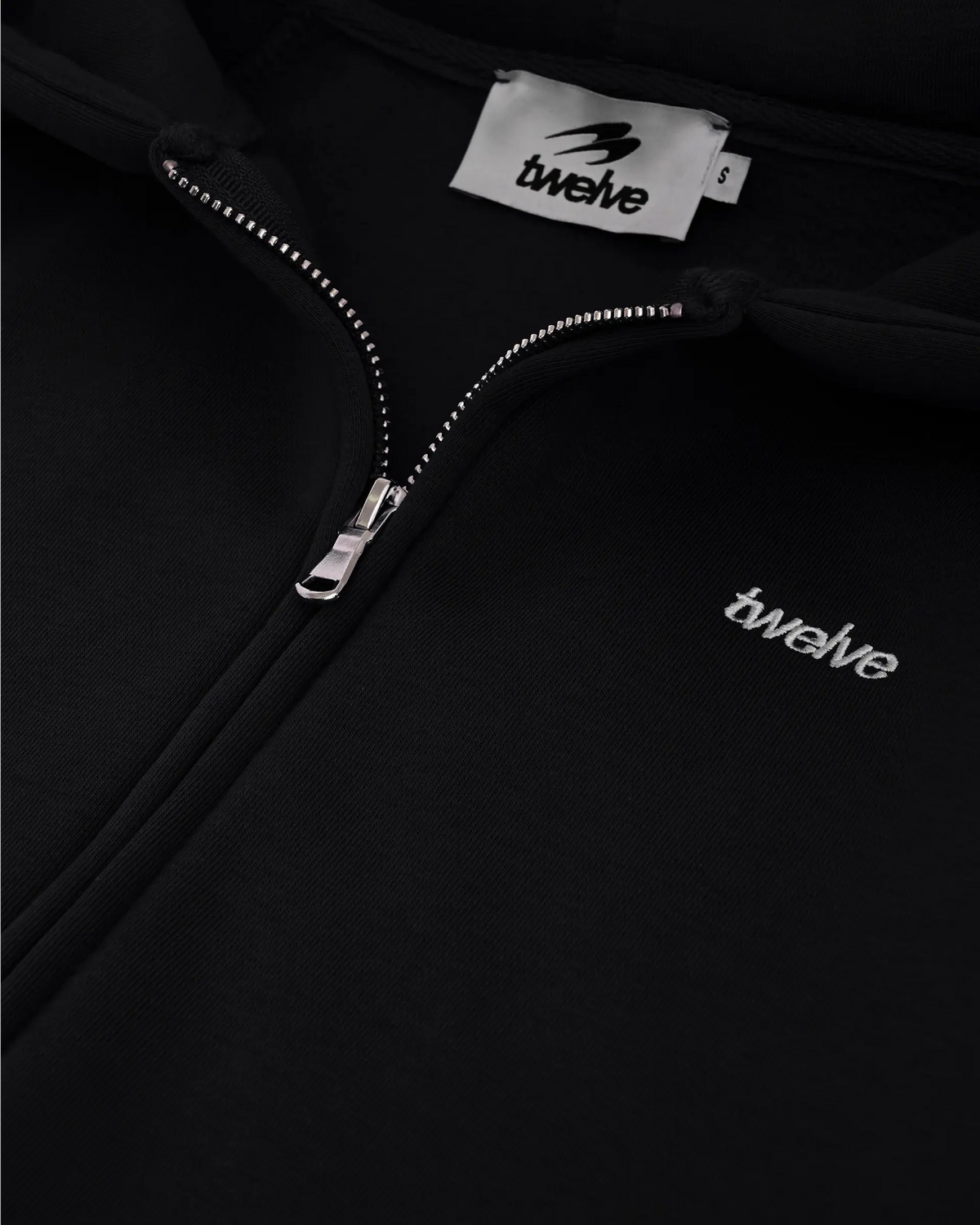 Twelve Cropped Zip Hoodie – Black – ürün görseli