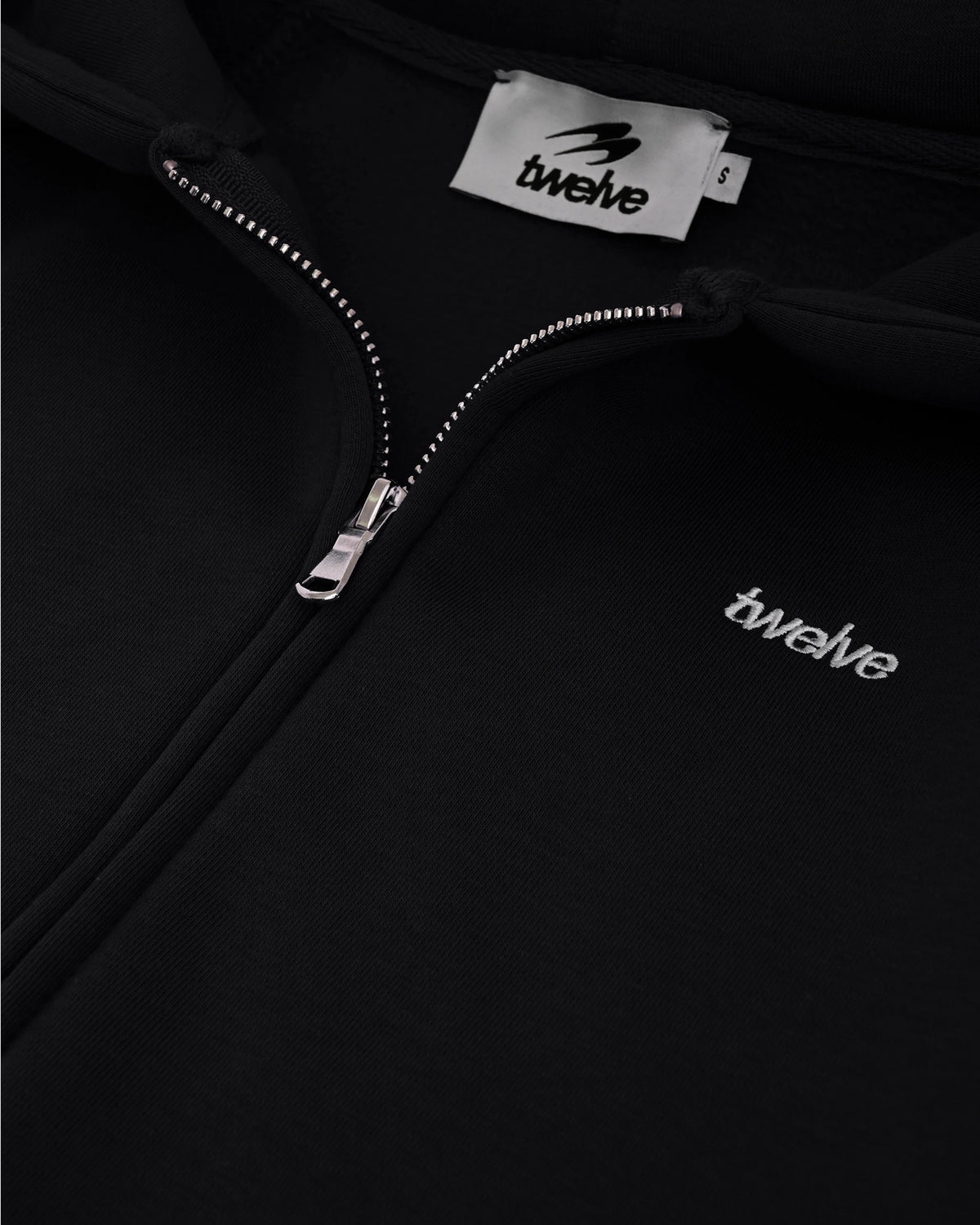 Twelve Cropped Zip Hoodie – Black – product shot