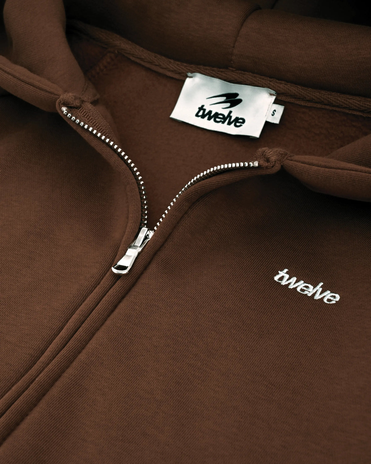 Twelve Cropped Zip Hoodie – Chocolate Brown – ürün görseli