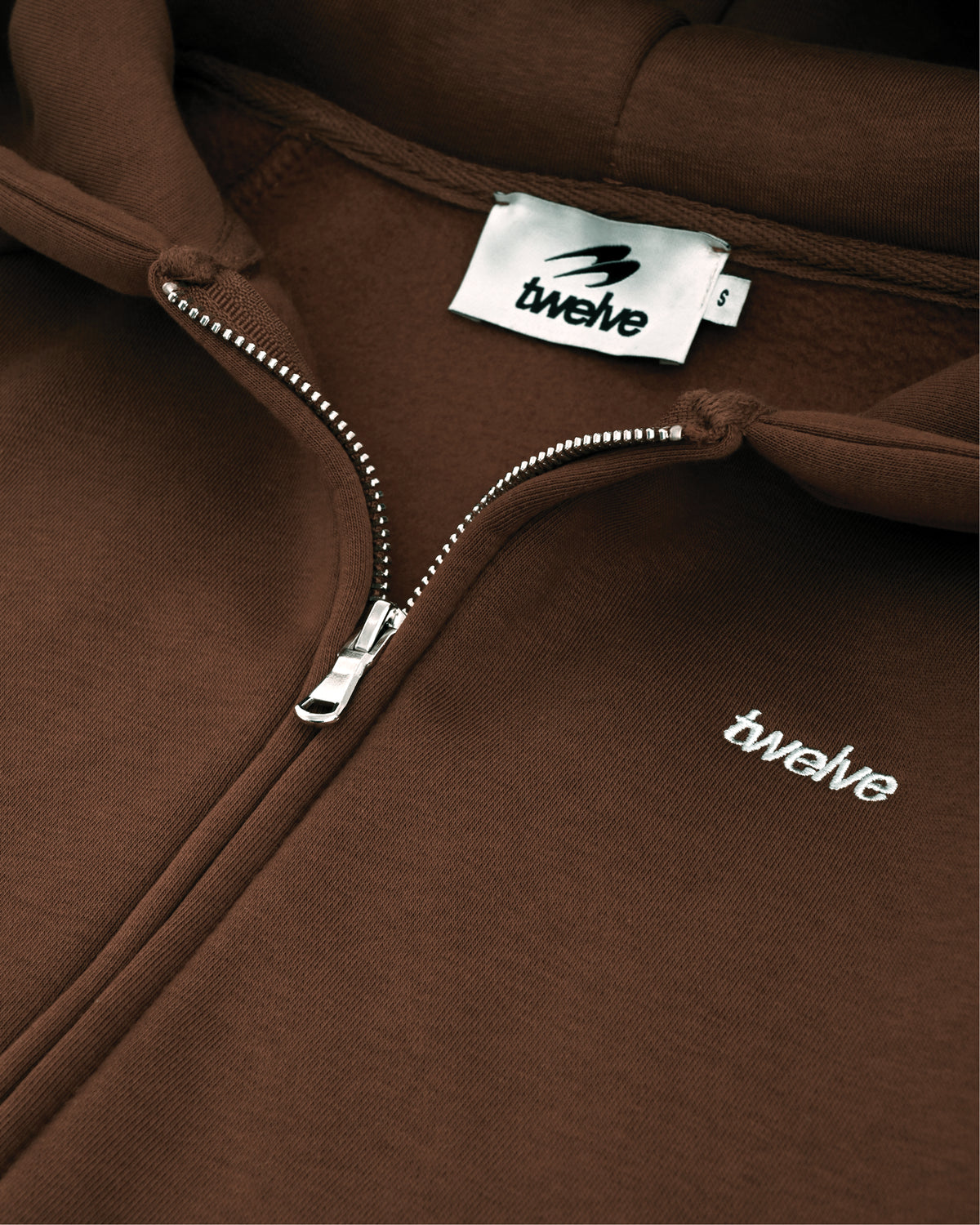 Twelve Cropped Zip Hoodie – Chocolate Brown – product shot