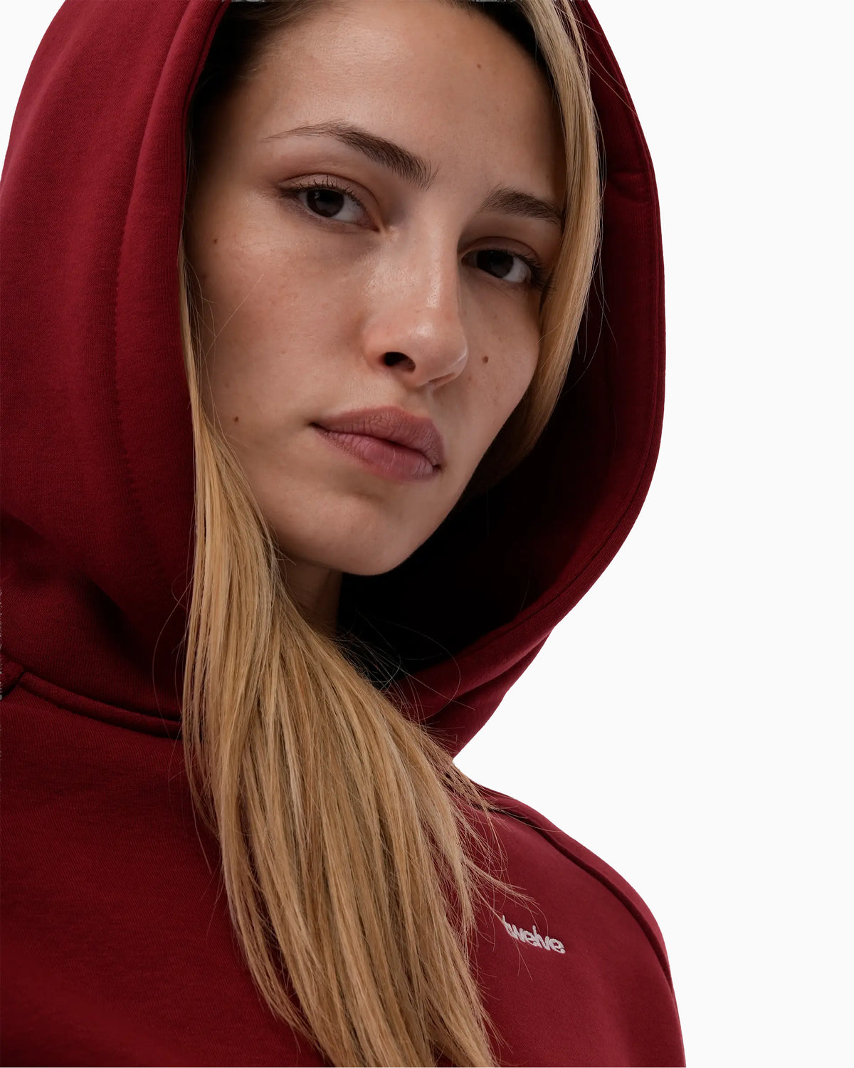 Twelve Cropped Zip Hoodie – Wine Red – ürün görseli