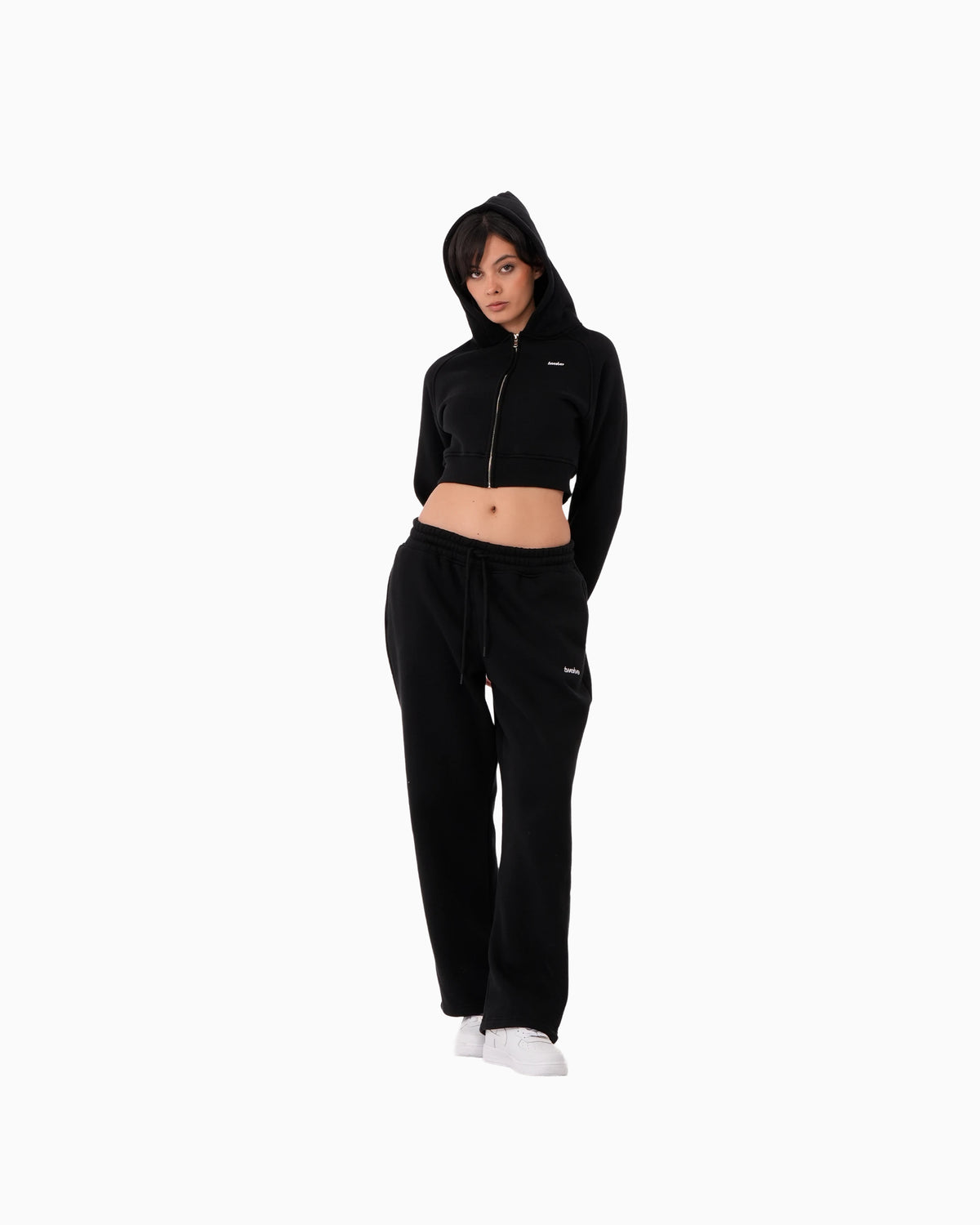 Twelve Cropped Zip Hoodie – Black – ürün görseli