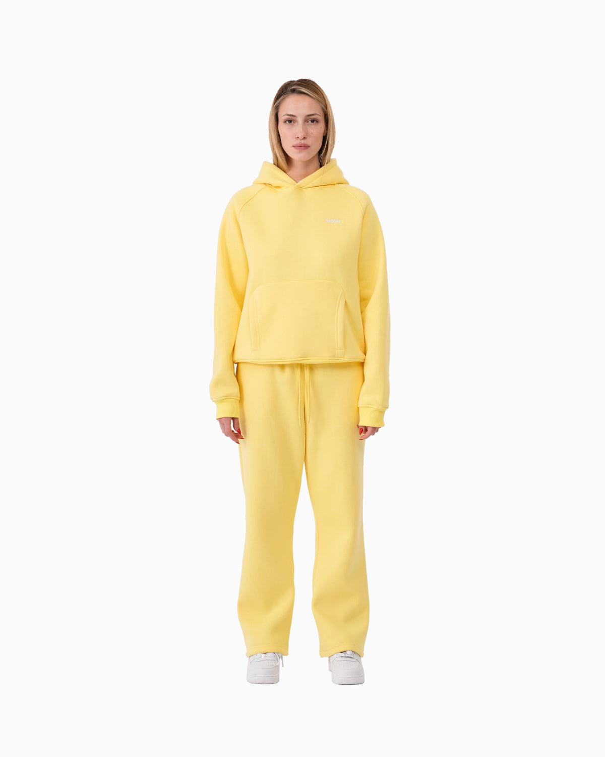 Twelve Hoodie – Buttercream – on model