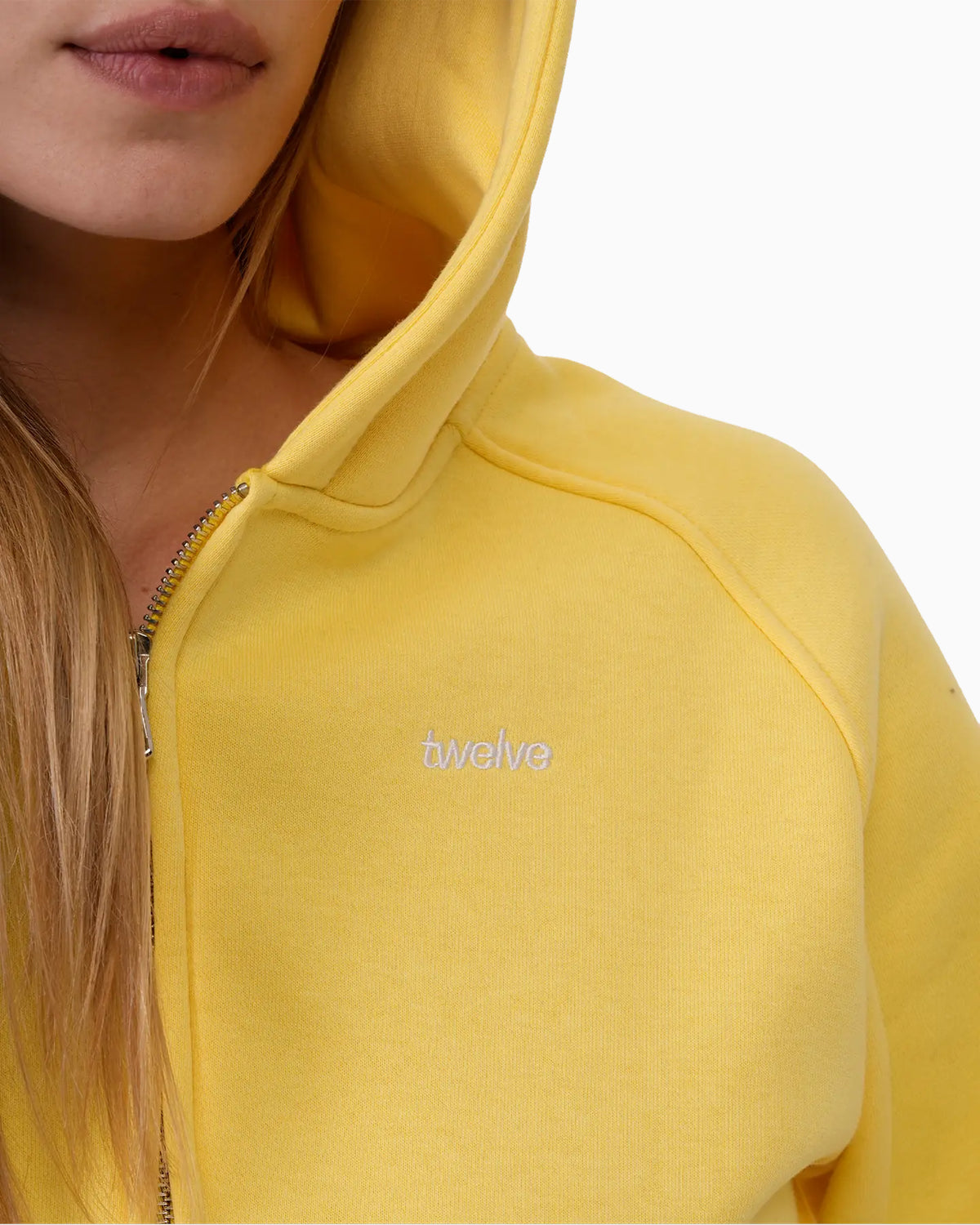 Twelve Cropped Zip Hoodie – Buttercream – ürün görseli