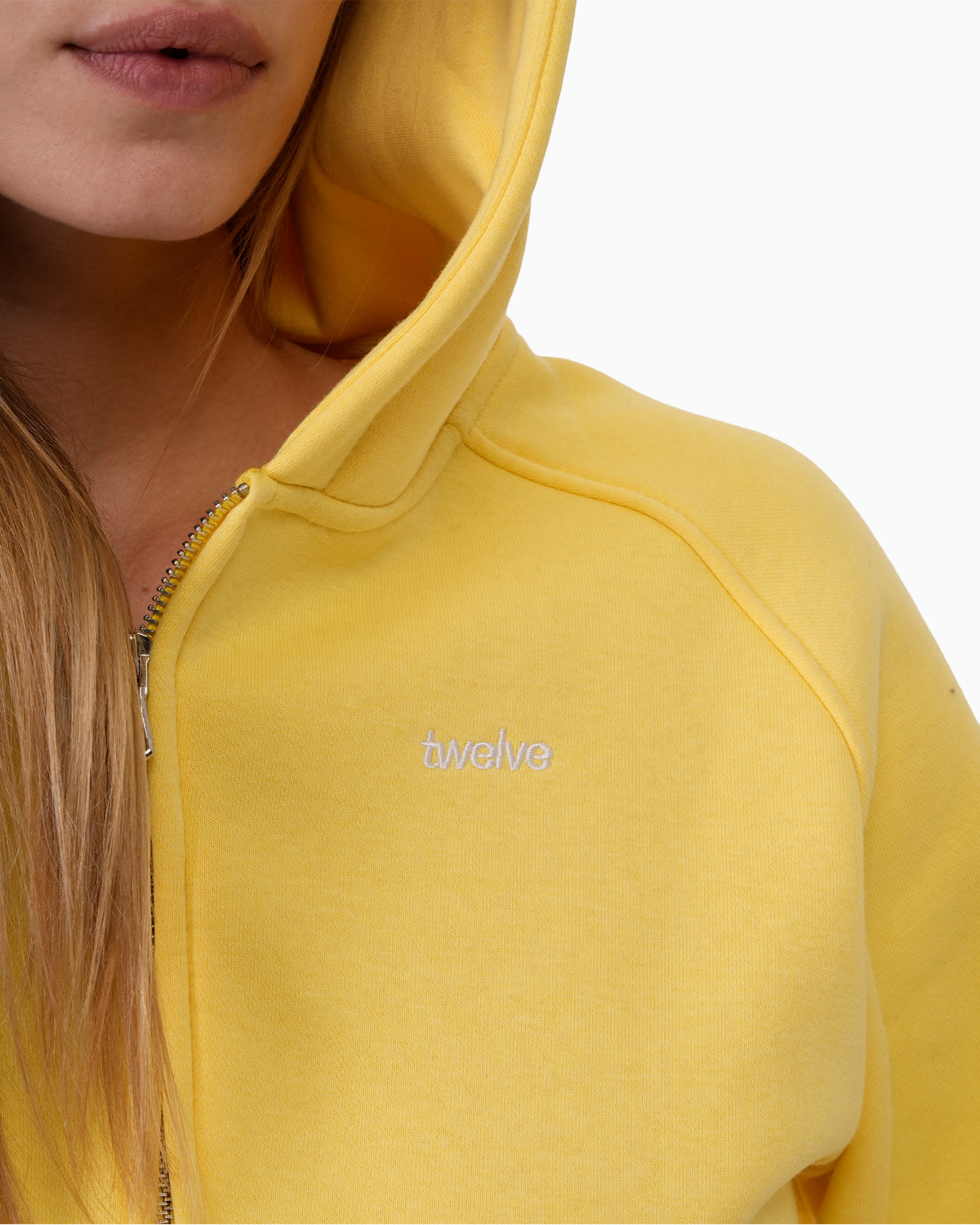 Twelve Cropped Zip Hoodie – Buttercream – product shot